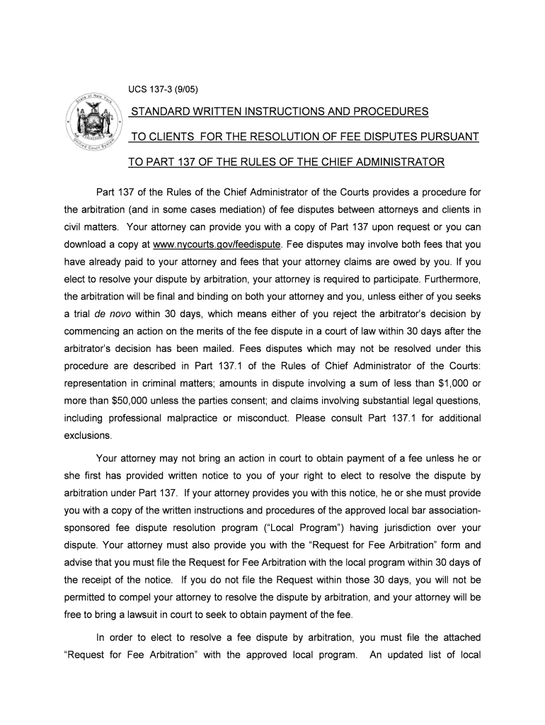 Part 137 AttorneyClient Fee Dispute Resolution Program  Form