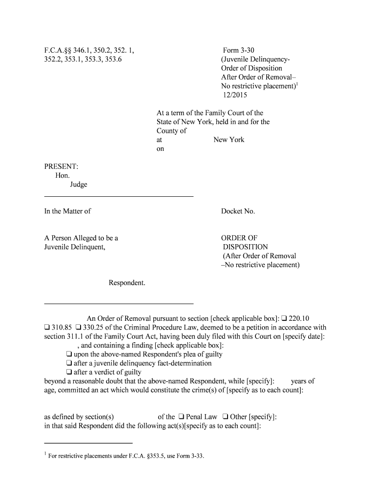 Justia Order of Disposition After Order of Removal with  Form