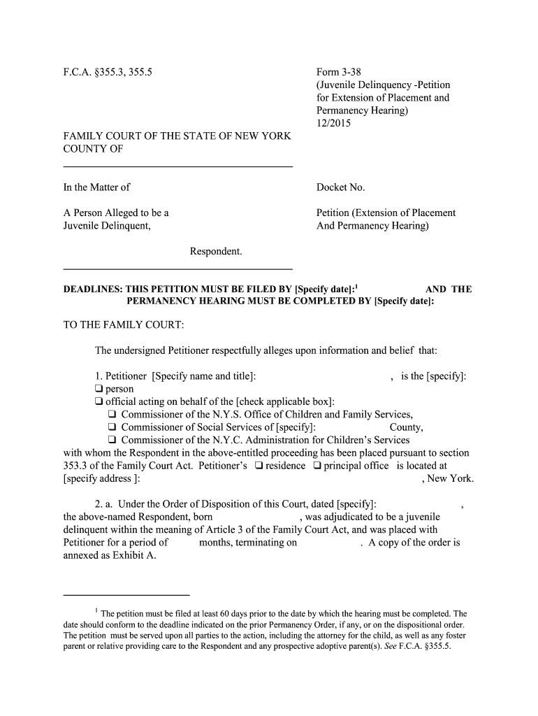 Juvenile Delinquency Petition  Form