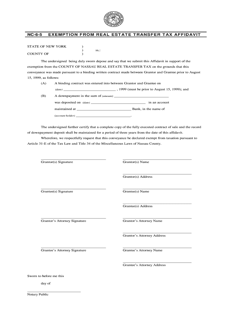 Affidavit Claiming Senior Citizen Exemption from Transfer Tax  Form