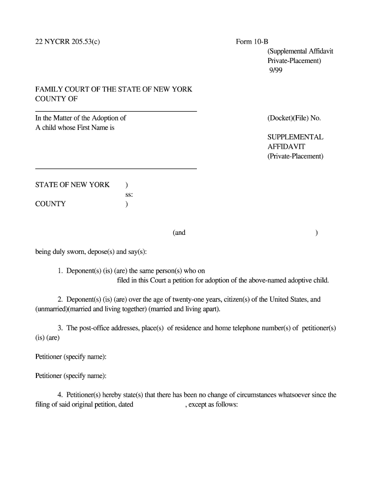 Supplemental Affidavit  Form