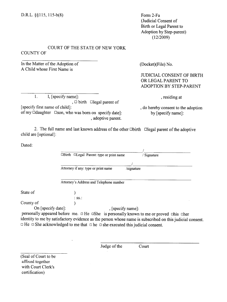 D R L 115, 115 B8 Form 2 Fa Adoption by Step Parent 12