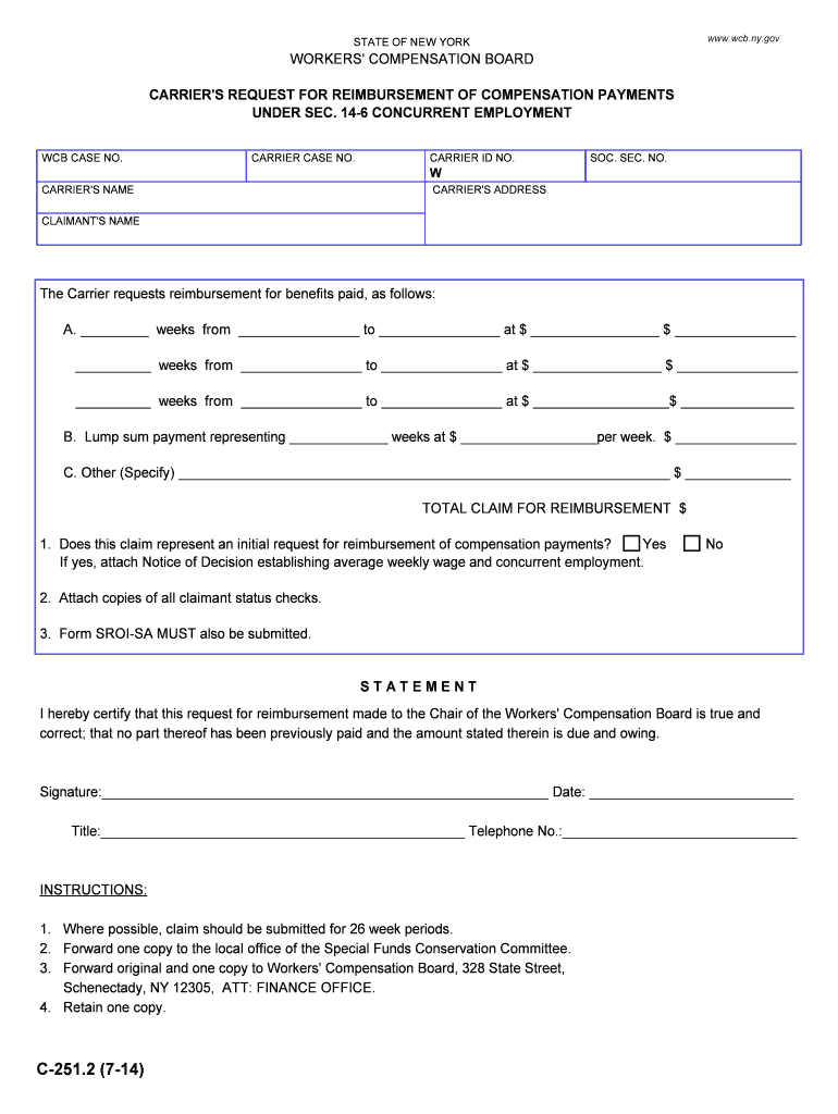 State of New York Workers' Compensation Board SS20085  Form