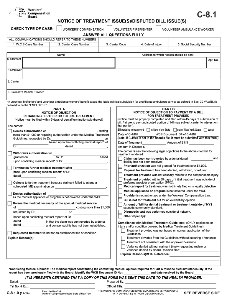 Notice of Treatment Issuesdisputed Bill Issues Workers  Form