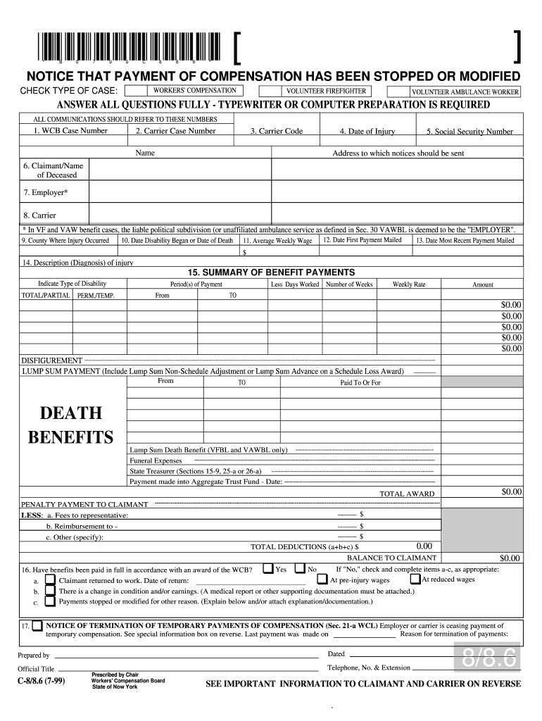 Justia Notice to Chair of Carriers Action on Claim for Benefits  Form