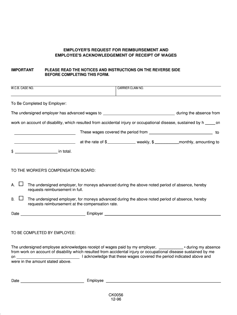 EMPLOYER'S REQUEST for REIMBURSEMENT and  Form