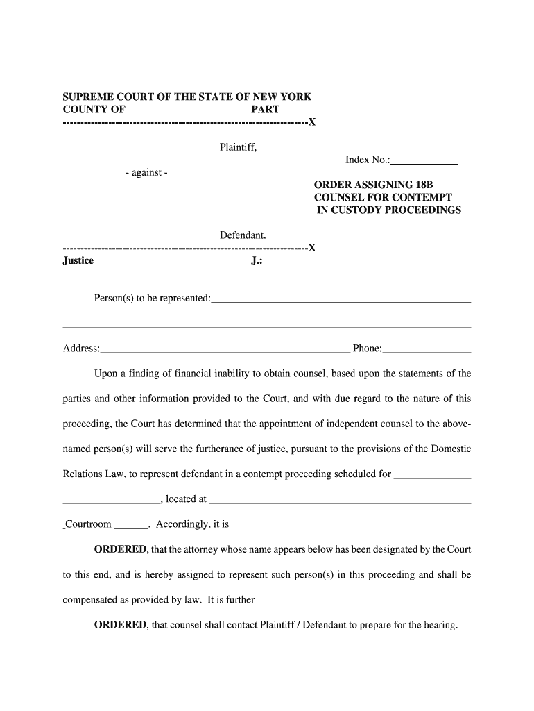 Order of Contempt and Arrest New York State Unified Court  Form