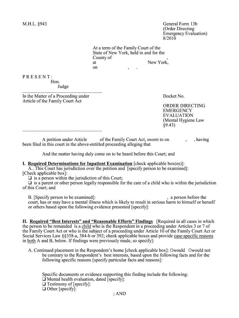 PDF Form 13b State of New York Order Directing Emergency