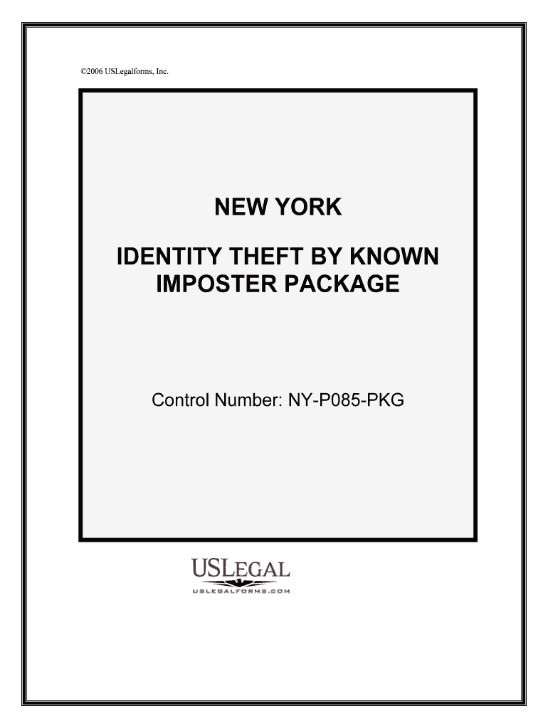 Control Number NY P085 PKG  Form