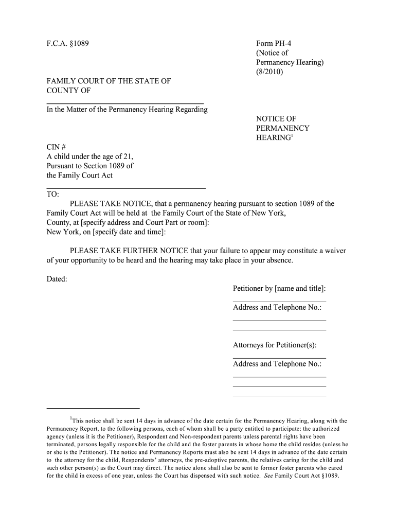 F C a 1089 Form PH 4 Notice of Permanency Hearing 8