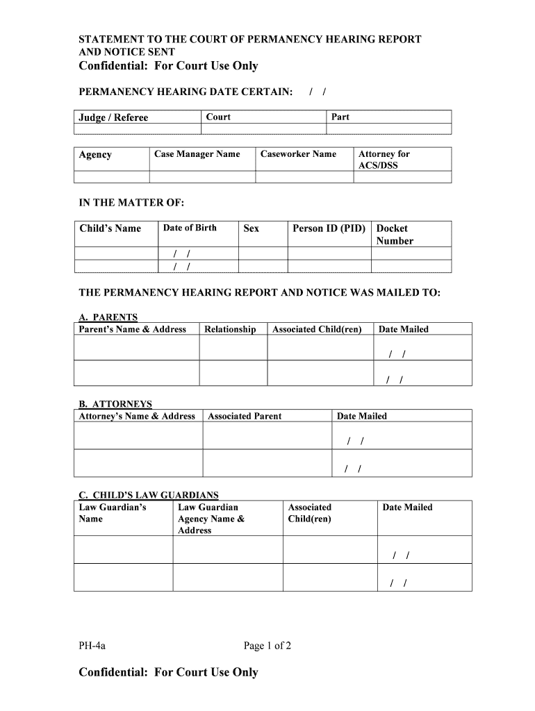 Statement to Court of Permanency Hearing Report and Justia  Form