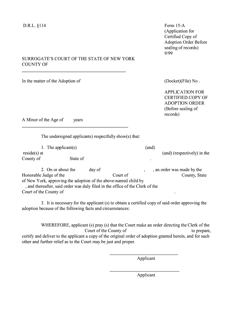 Adoption FormsNYCOURTS GOV Unified Court System