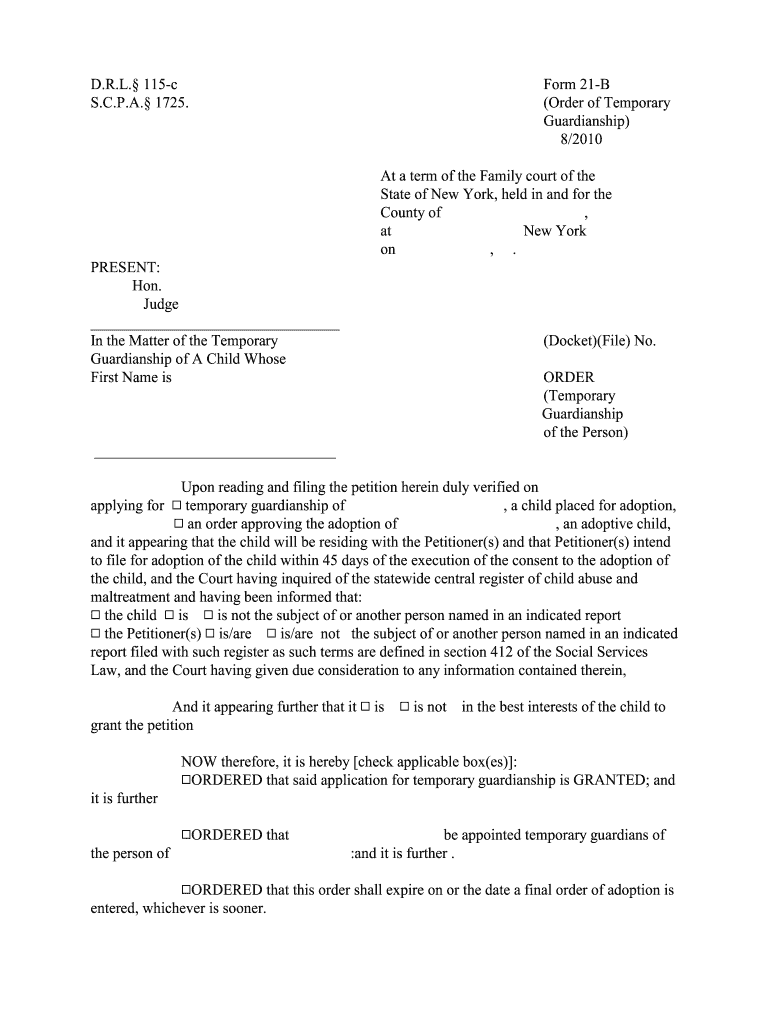 Fillable Online Courts State Ny D R L 115 C Form 21 B S C