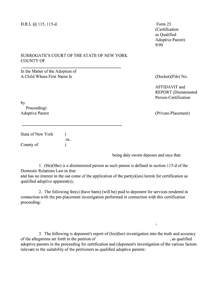 Form 23 Download Fillable PDF, Affidavit and Report