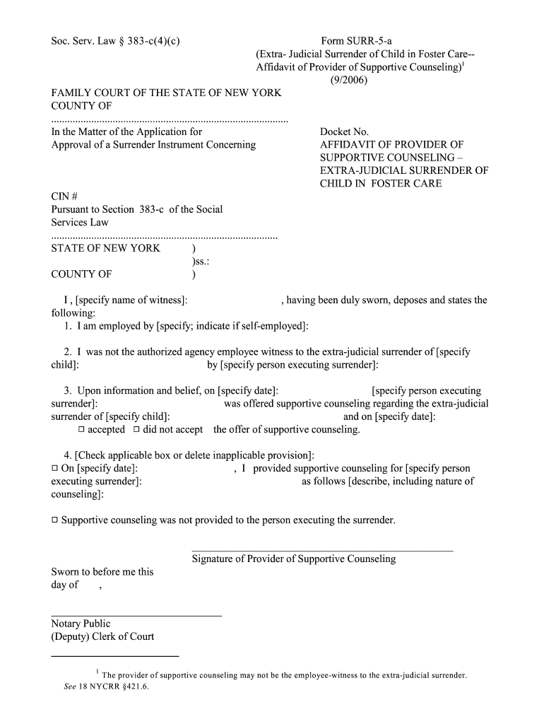 N Y Social Services Law 384 BGuardianship and Custody  Form