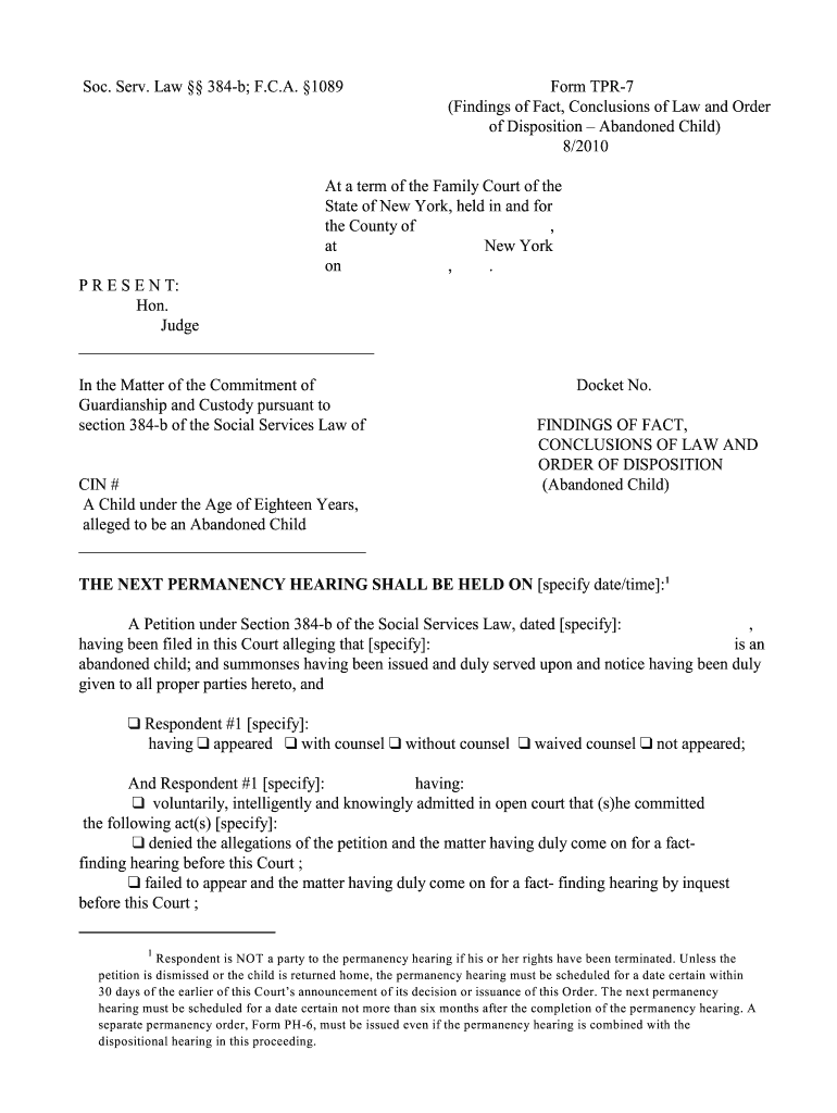 Fillable Online Nycourts Soc Serv Law 384 B; F C a 1089 Form