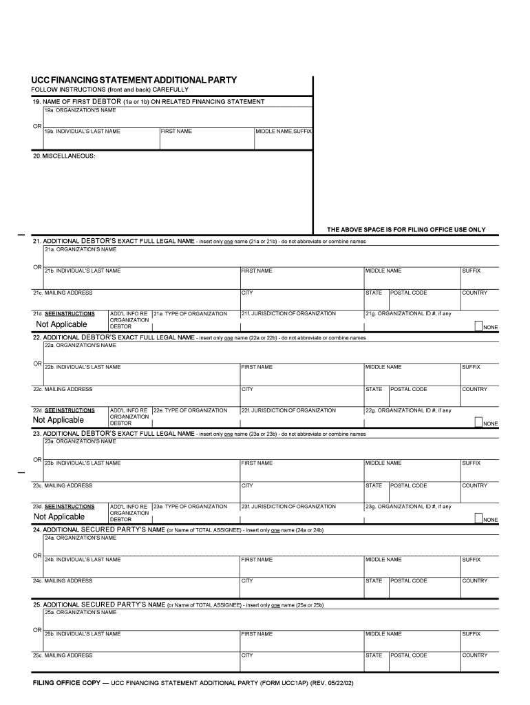 UCC1AP Financing Statement Additional Party Justia  Form