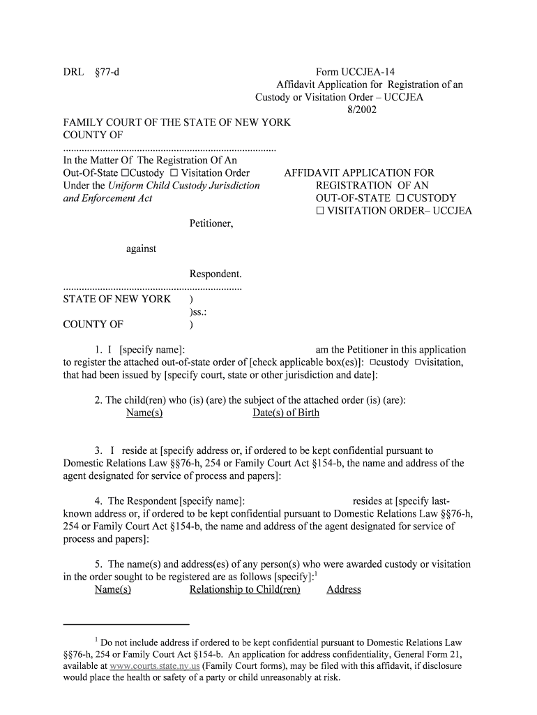 Form UCCJEA 14 New York State Unified Court