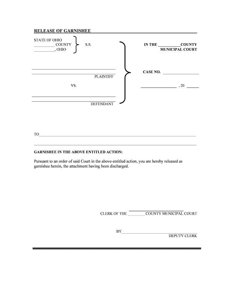 GARNISHEE in the above ENTITLED ACTION  Form