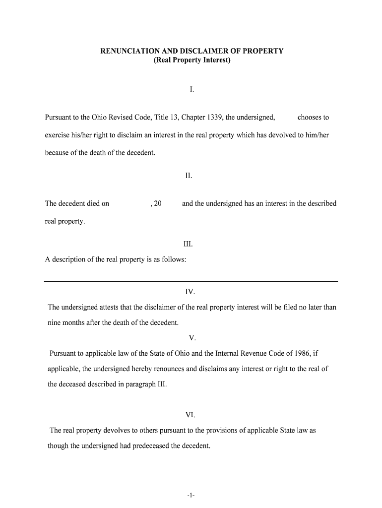 Nrs Chapter 120 Disclaimer of Property Interests  Form