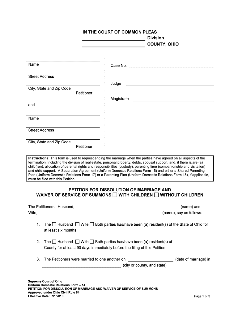 Lake County, Ohio Common Pleas Court General Division Site  Form