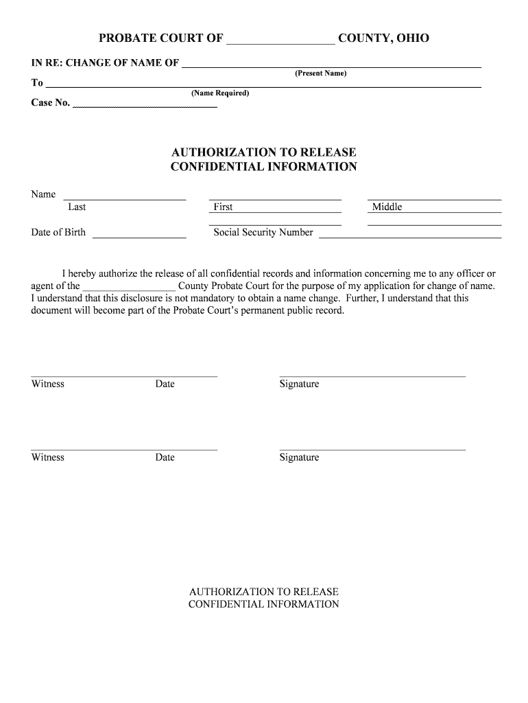 APPLICATION for CHANGE of NAME of ADULT Clermont County  Form