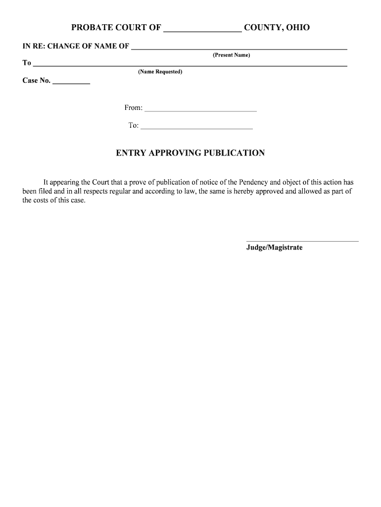 CHANGE of NAME of Supreme Court of Ohio  Form