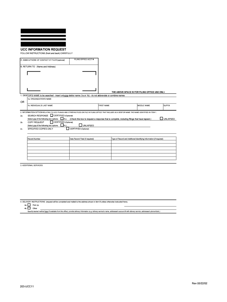Form UCC 11 Download Fillable PDF, Information Request