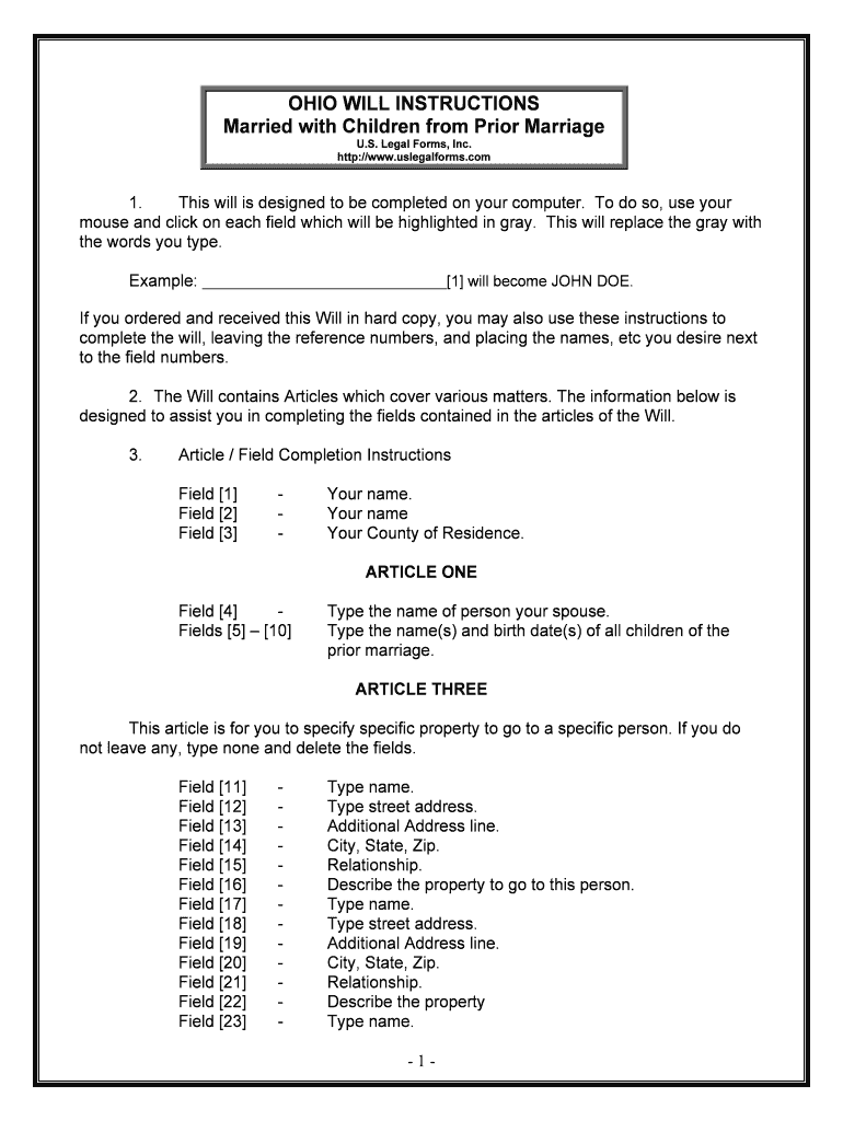 Type the Name of Children to Receive All Other Property If  Form