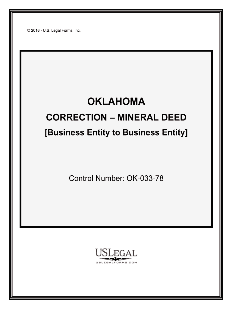 Oklahoma Correction Mineral DeedUS Legal Forms