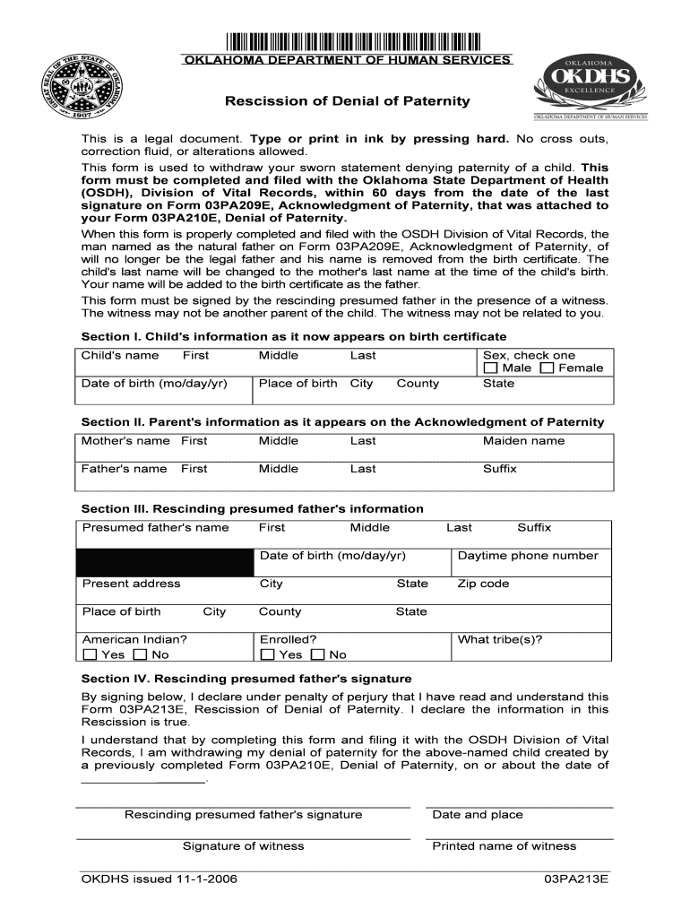 Form 03PA212E Okdhs