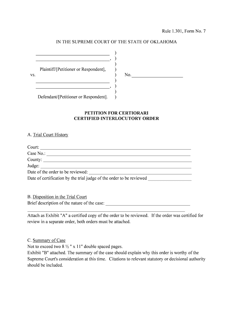 Rule 1 301, Form No 7 in the SUPREME COURT of the STATE