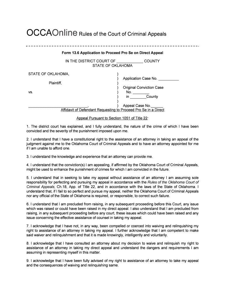 Rules of the Court of Criminal AppealsOCCA Oklahoma  Form