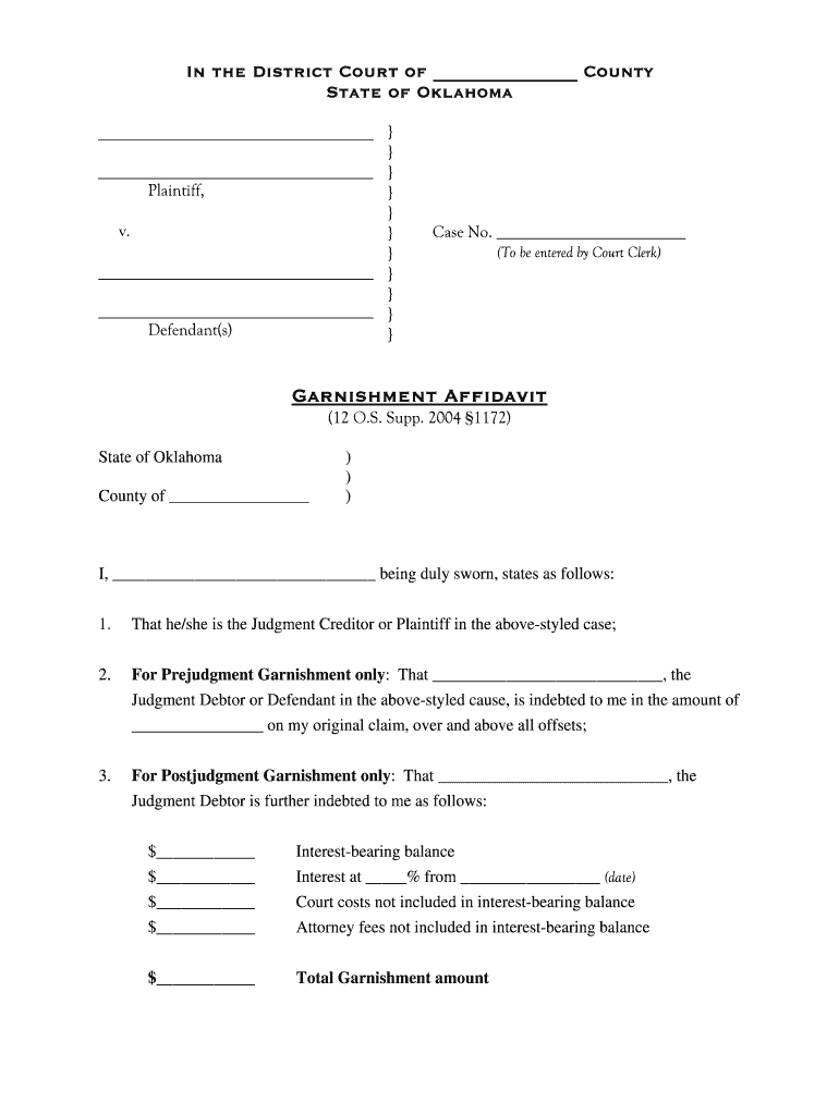 United States District Court District of Utah Garnishment  Form