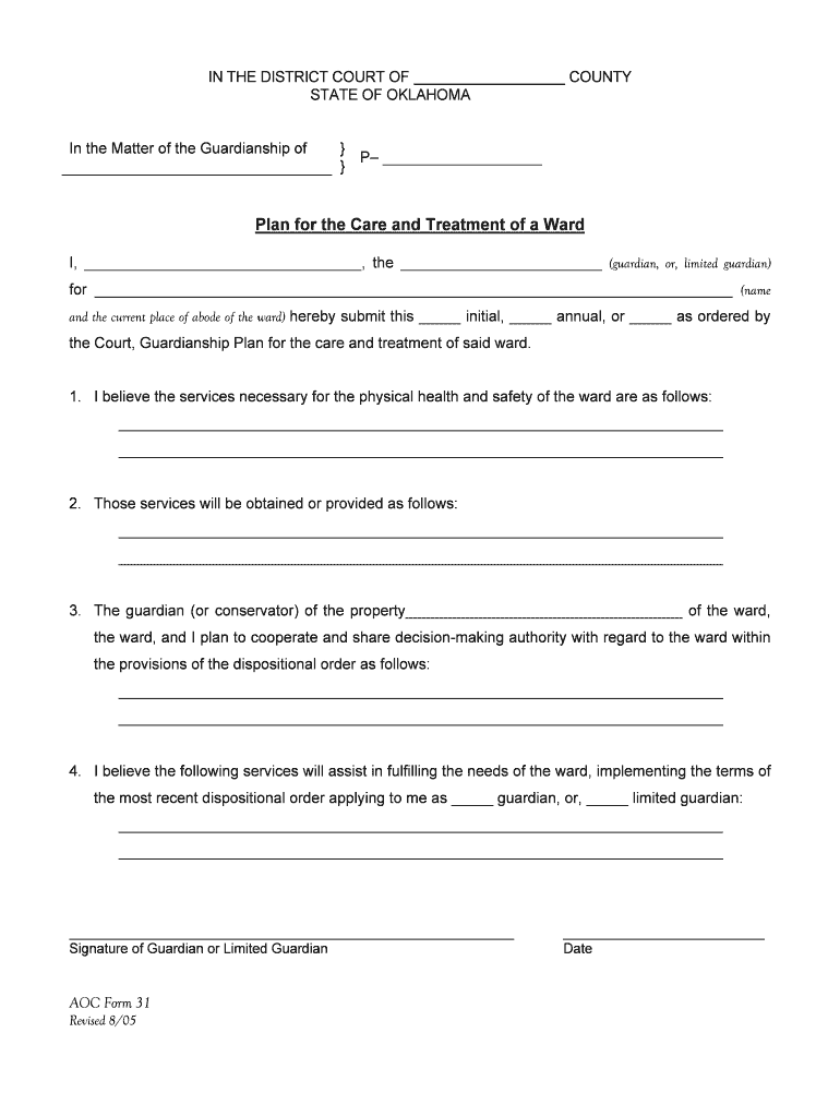 30 3 120 Proposed Plan for Care and Treatment of Ward  Form