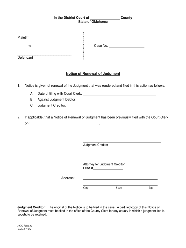 Request to Renew Judgment District Court of Maryland for  Form