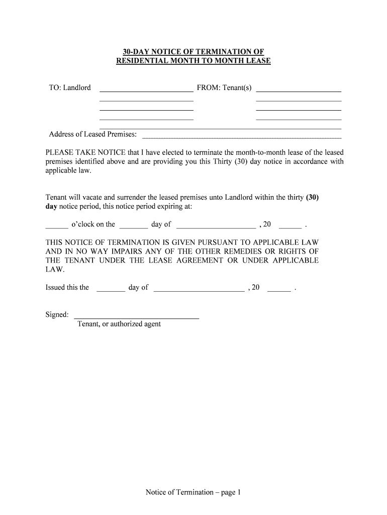 THIS NOTICE of TERMINATION is GIVEN PURSUANT to APPLICABLE LAW  Form