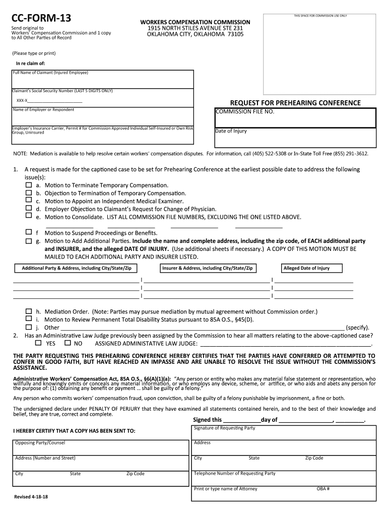 Fillable Online CC FORM 13 Fax Email Print pdfFiller