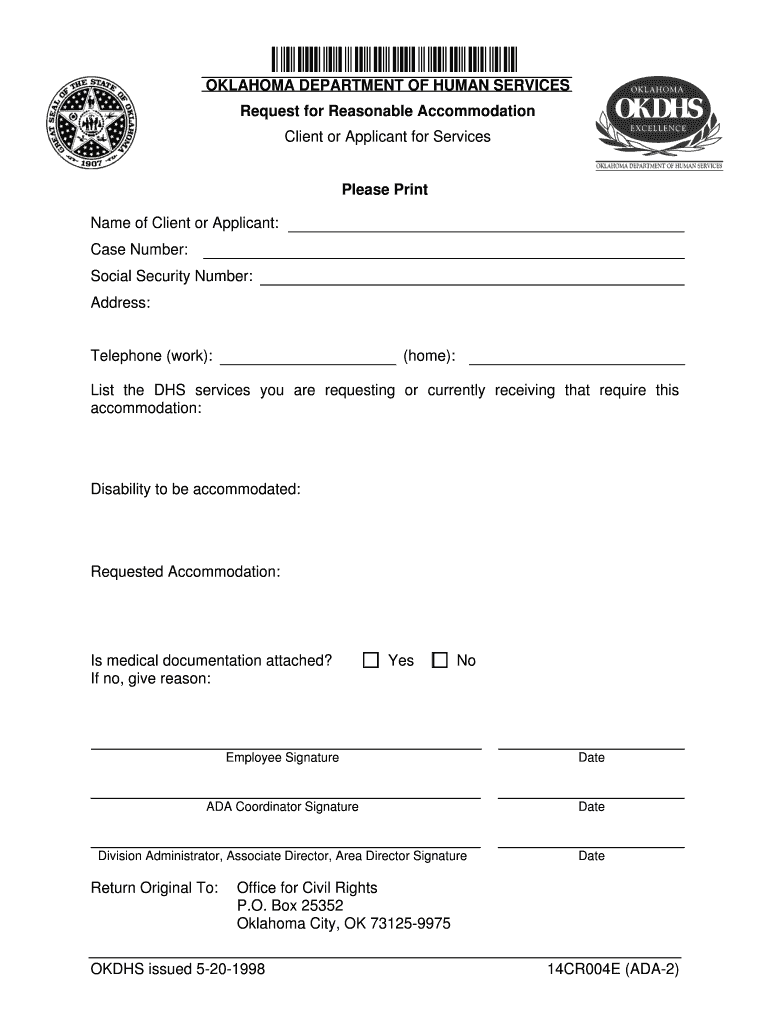Form 14CR004E ADA 2 Request for Reasonable Accomodation