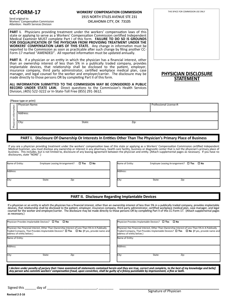 Oklahoma Workers Compensation Commission OK Gov  Form