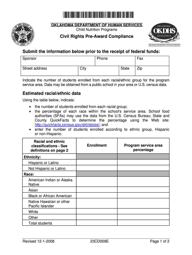 Civil Rights Pre Award Compliance  Form