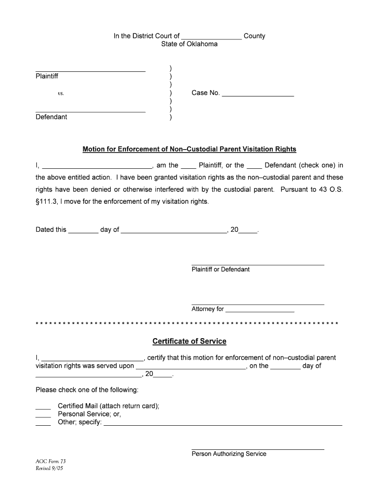 Request to Enforce Parent Visitation Prepare Court Forms