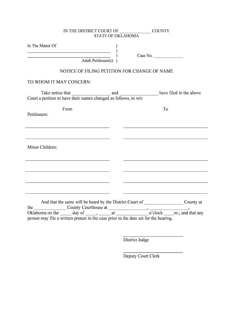 Oklahoma Name Change LawName Change  Form