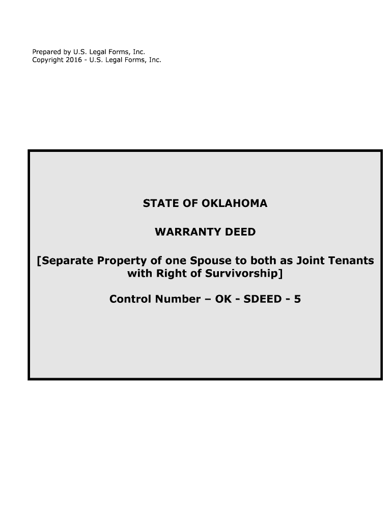 Oklahoma Warranty Deed for Separate or Joint Property to  Form