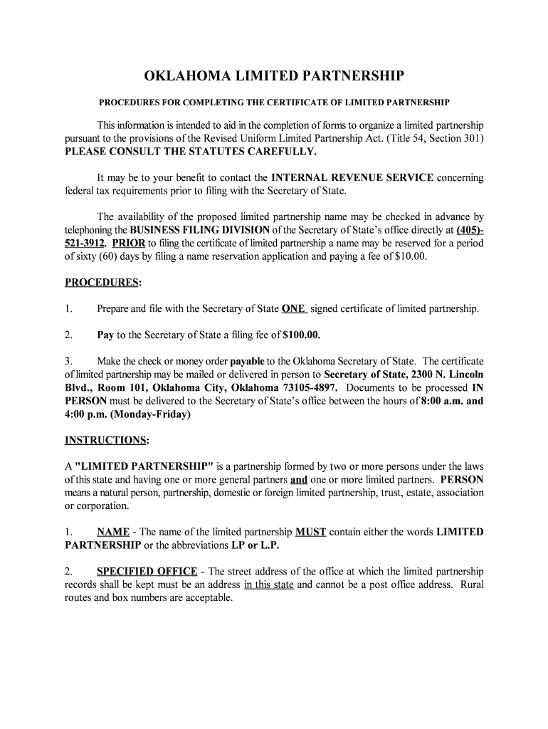 Certificate of Limited Partnership StartaBusiness Org  Form