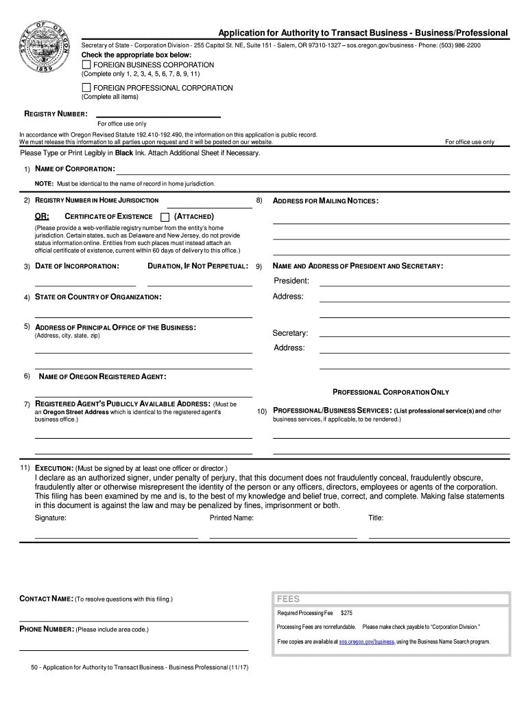 Registered Agents and Service of Oregon Secretary of State  Form