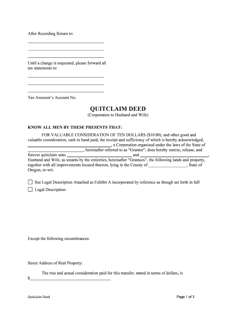 Husband and Wife, as Tenants by the Entireties, Hereinafter Grantees, the Following Lands and Property,  Form