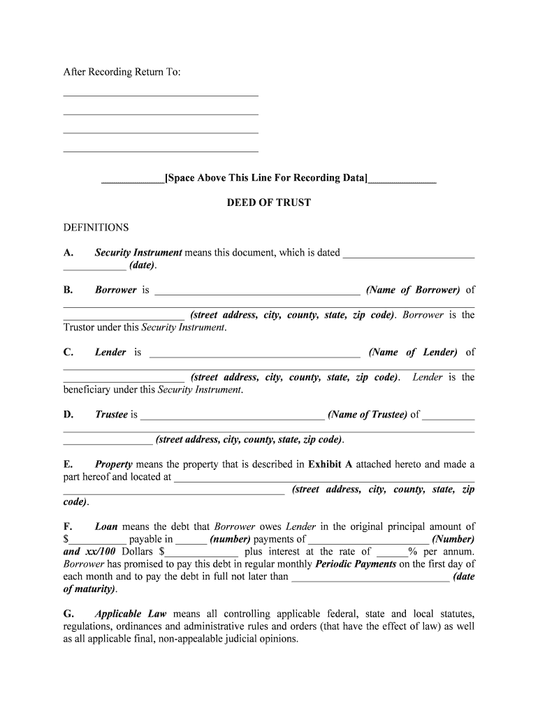 Short Form Deed of Trust Freddie Mac