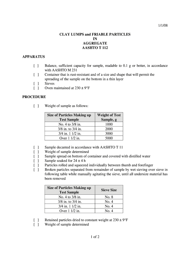 Aashto T112  Form