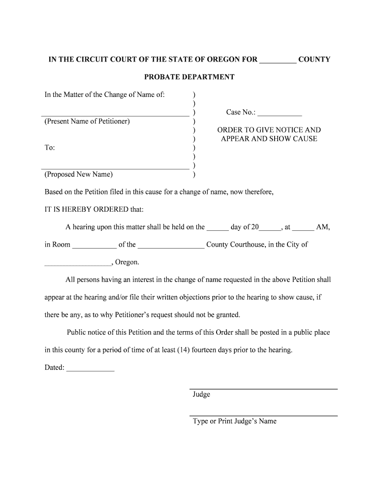 ORDER to GIVE NOTICE and  Form